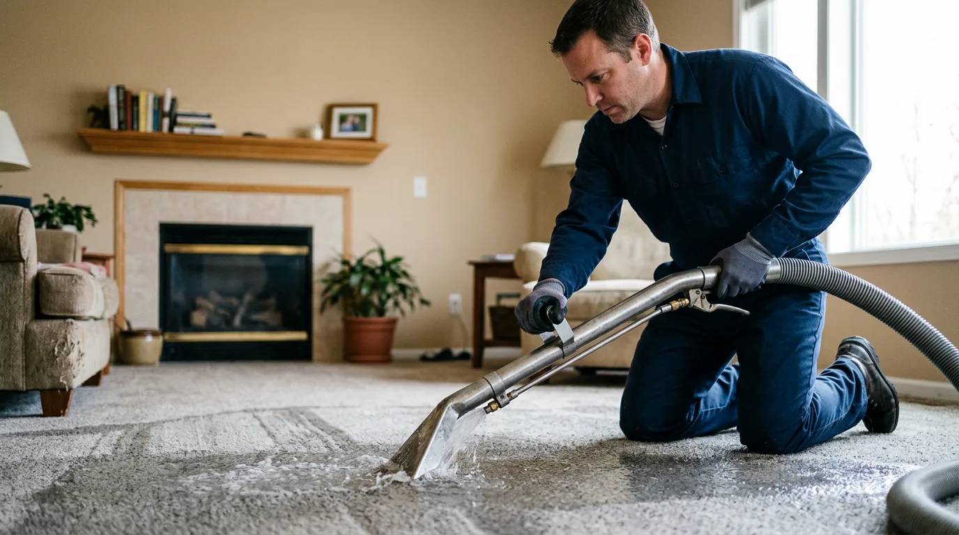 Water damage restoration technician working near Homestead, IA